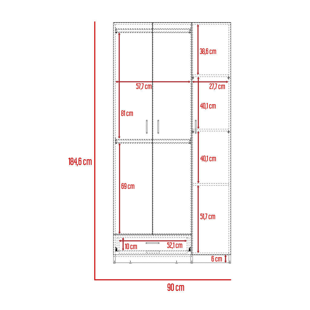 Armario Z-90, Blanco, con amplios espacios y entrepaños para organizar - vista 5