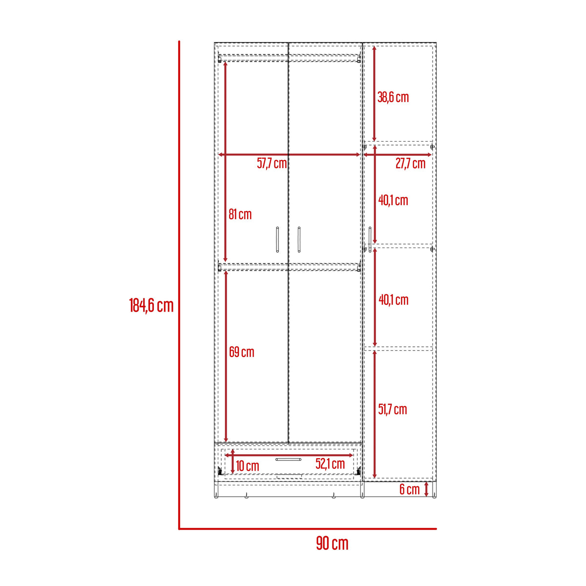 Armario Z-90, Blanco, con amplios espacios y entrepaños para organizar - vista 5