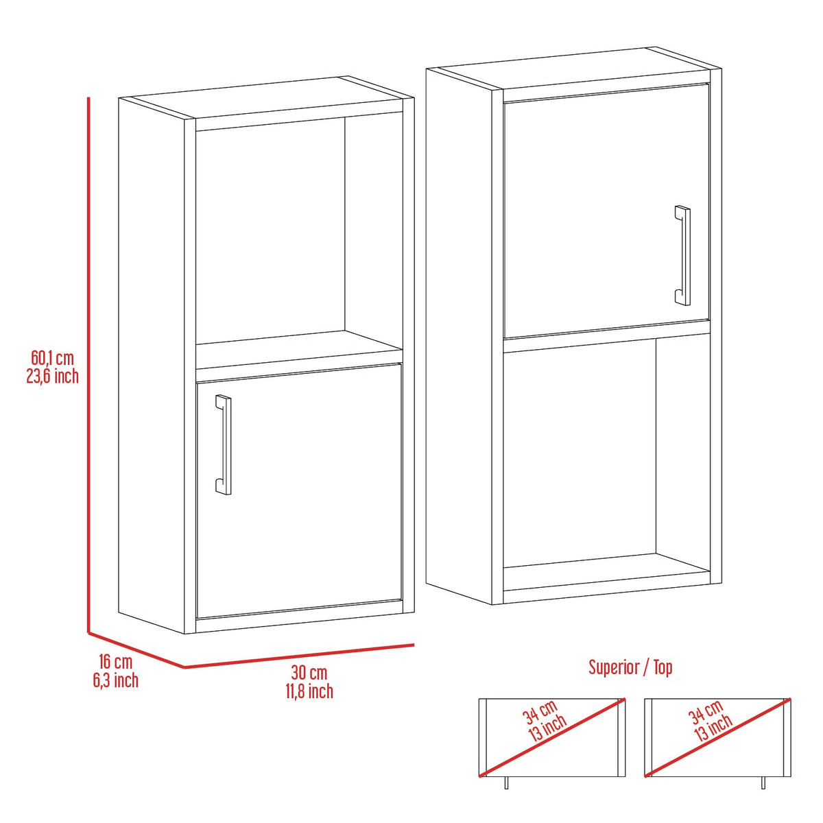 Mueble Auxiliar Bath X2, Wengue, con puerta batiente y variedad de entrepaños para colocar objetos de aseo - vista 6