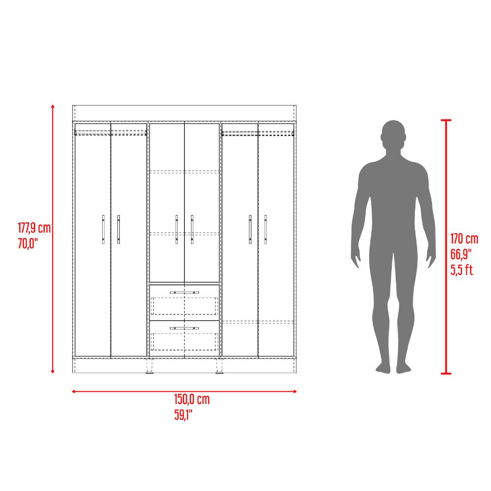 Closet 150 Vm 6 Puertas 2 Cajones, Cartagena y Wengue - vista 9