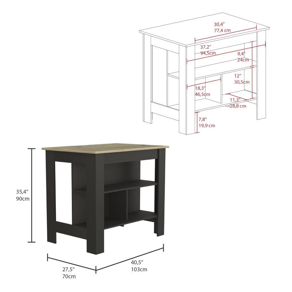 Mesa De Cocina Cala, Wengue y Duna, con entrepaños para colocar objetos de cocina - vista 7