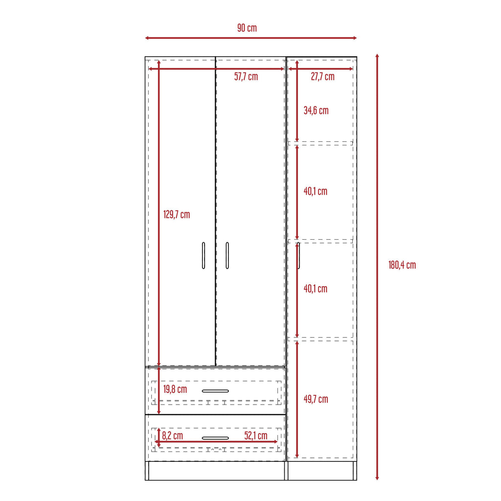 Closet América, Café Claro y Blanco, con Dos Cajones y Variedad de Entrepaños - vista 14