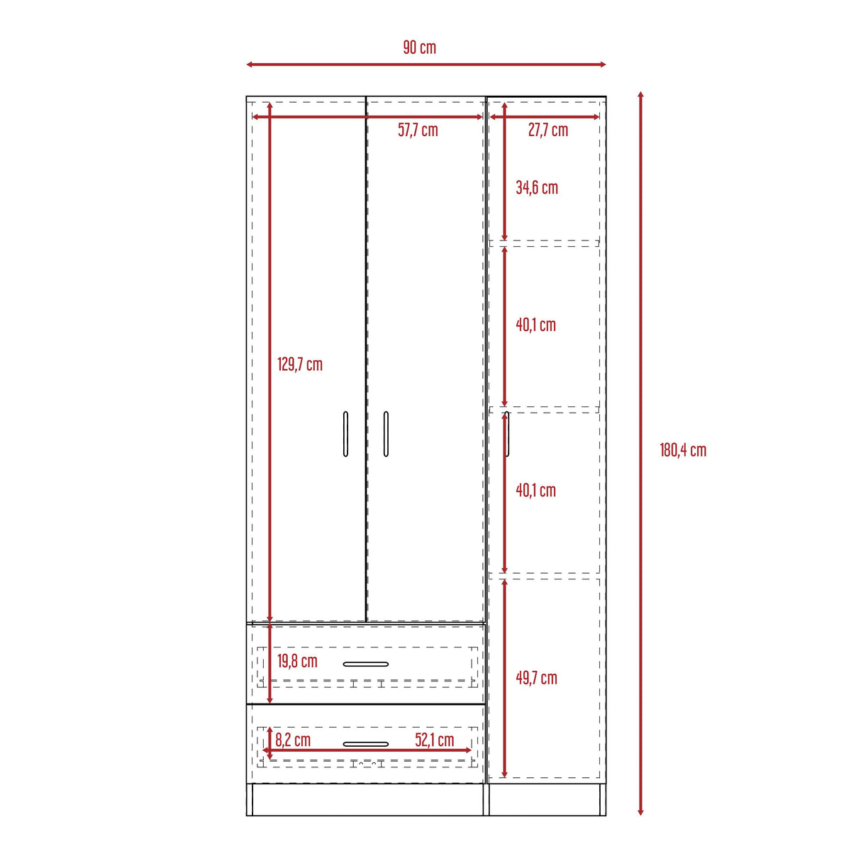 Closet América, Café Claro y Blanco, con Dos Cajones y Variedad de Entrepaños - vista 14