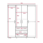 Closet Fontana, Nogal y Blanco, con Cuatro Puertas Abatibles y Tres Cajones Organizadores - vista 13