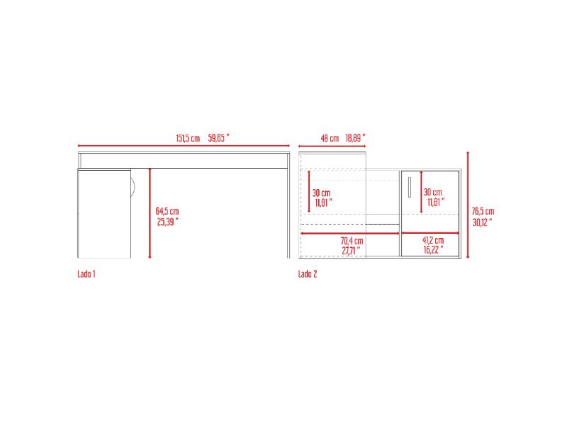 Escritorio En L Axis, Milan, con Una Puerta Batiente - vista 15
