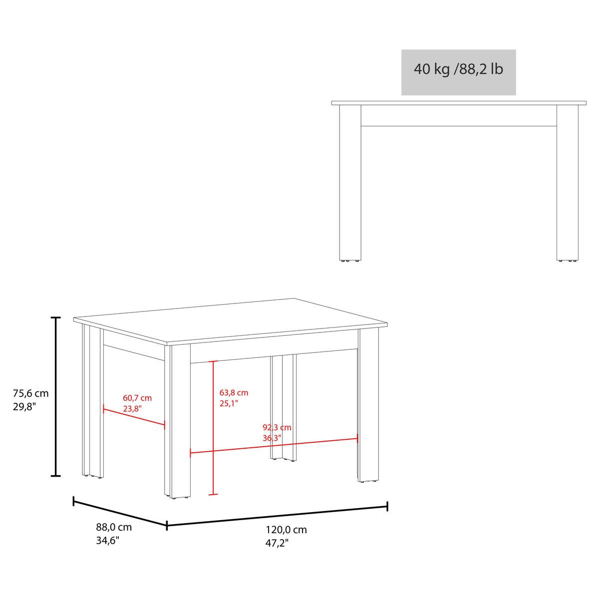Mesa para Comedor Estrella 120, Positano, con Espacio para Cuatro Personas, No Incluye Sillas - vista 6