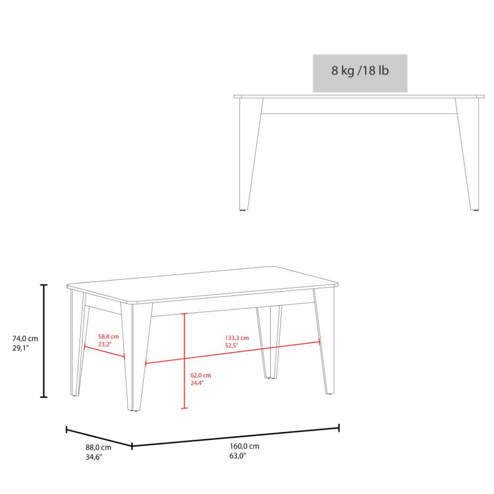 Mesa para Comedor Torino 160, Avellana, Diseño Moderno, No Incluye Sillas - vista 6