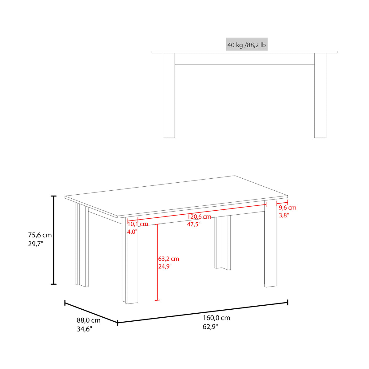 Mesa para Comedor Estrella 160, Avellana, con Espacio para Cuatro Personas, No Incluye Sillas - vista 6