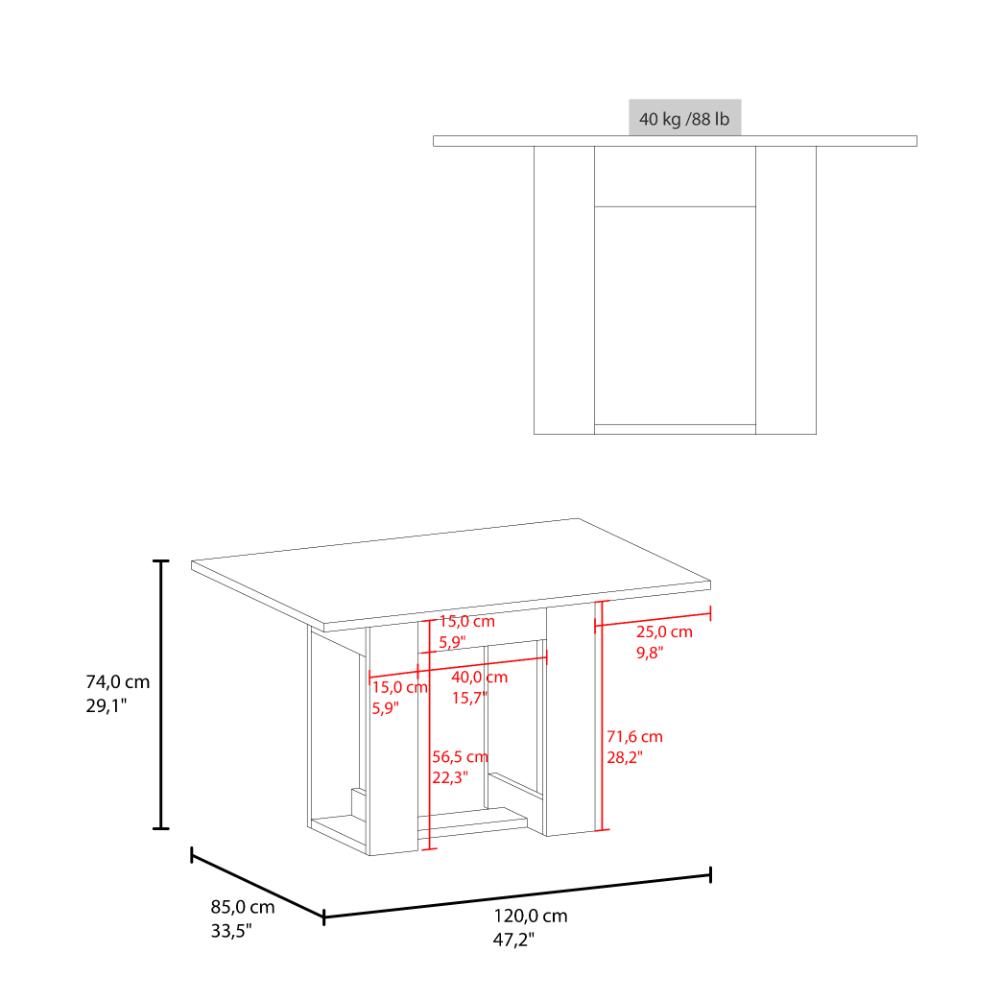 Mesa para Comedor Volder 120, Cartagena, con Amplia Superficie, No Incluye Sillas - vista 6