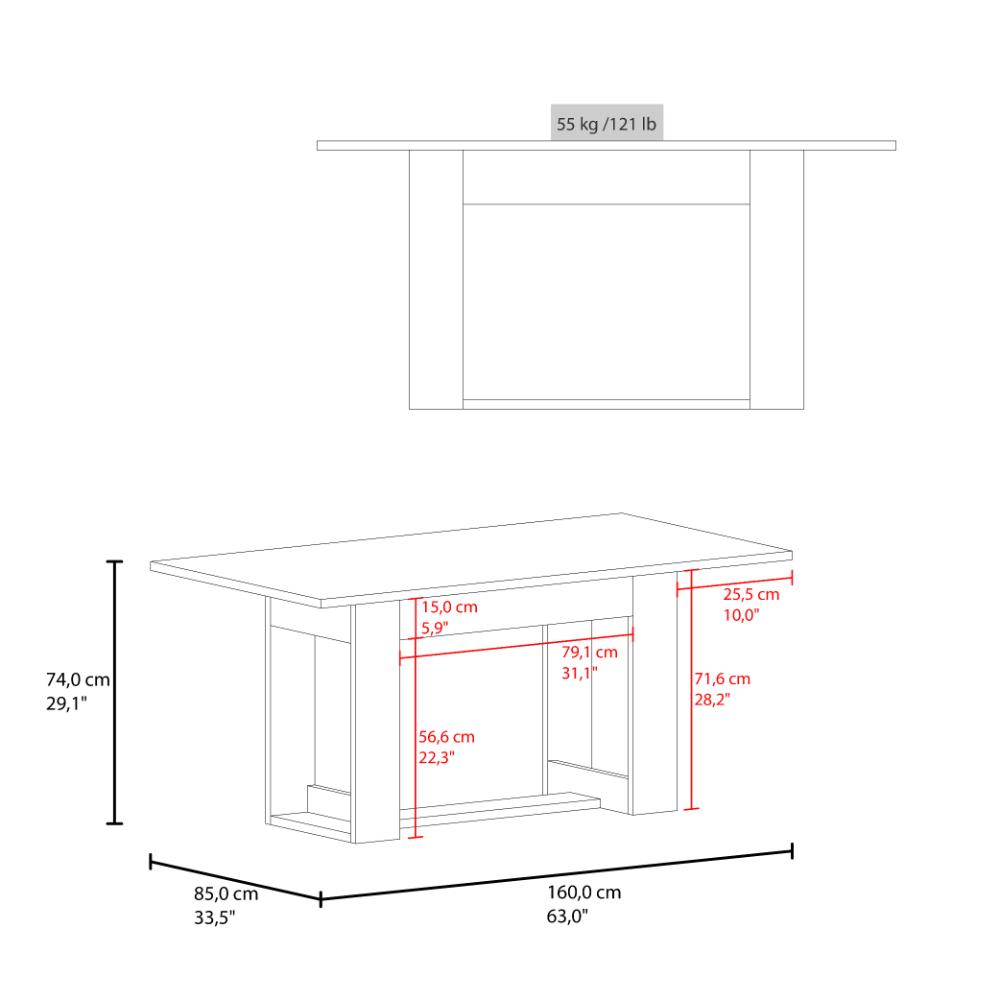 Mesa para Comedor Volder 160, Cartagena, con Amplia Superficie, No Incluye Sillas - vista 6