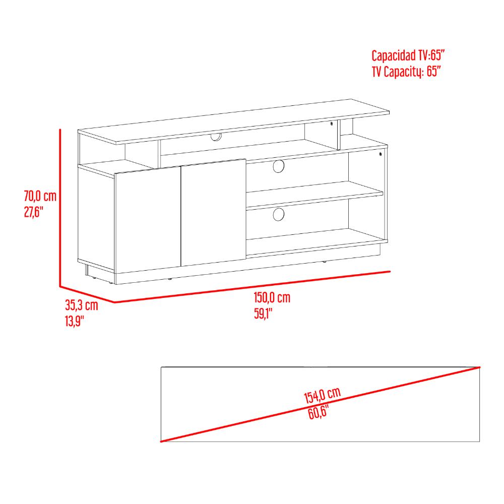 Rack Para Tv Hope , Fresno Europeo y Capri, con espacio para TV de 65" - vista 9