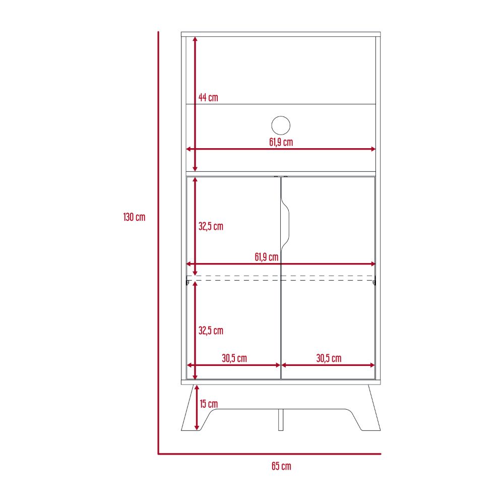 Mueble de Microondas Bajo BI Color, Blanco Duna, con cuatro puertas batientes y espacio para horno microondas - vista 8