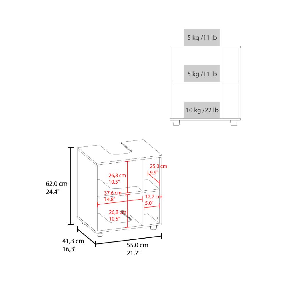 Mueble Para Lavamanos Pascuale Una Puerta, Blanco Y Fresno - vista 9