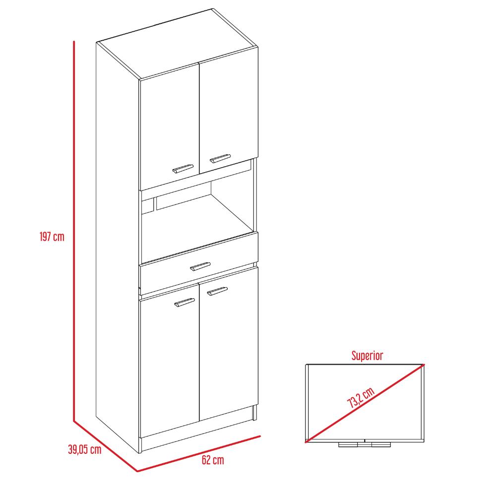 Módulo Microondas Ankara, Blanco, con Cuatro Puertas Abatibles y Amplio Espacio Para Almacenamiento - vista 14