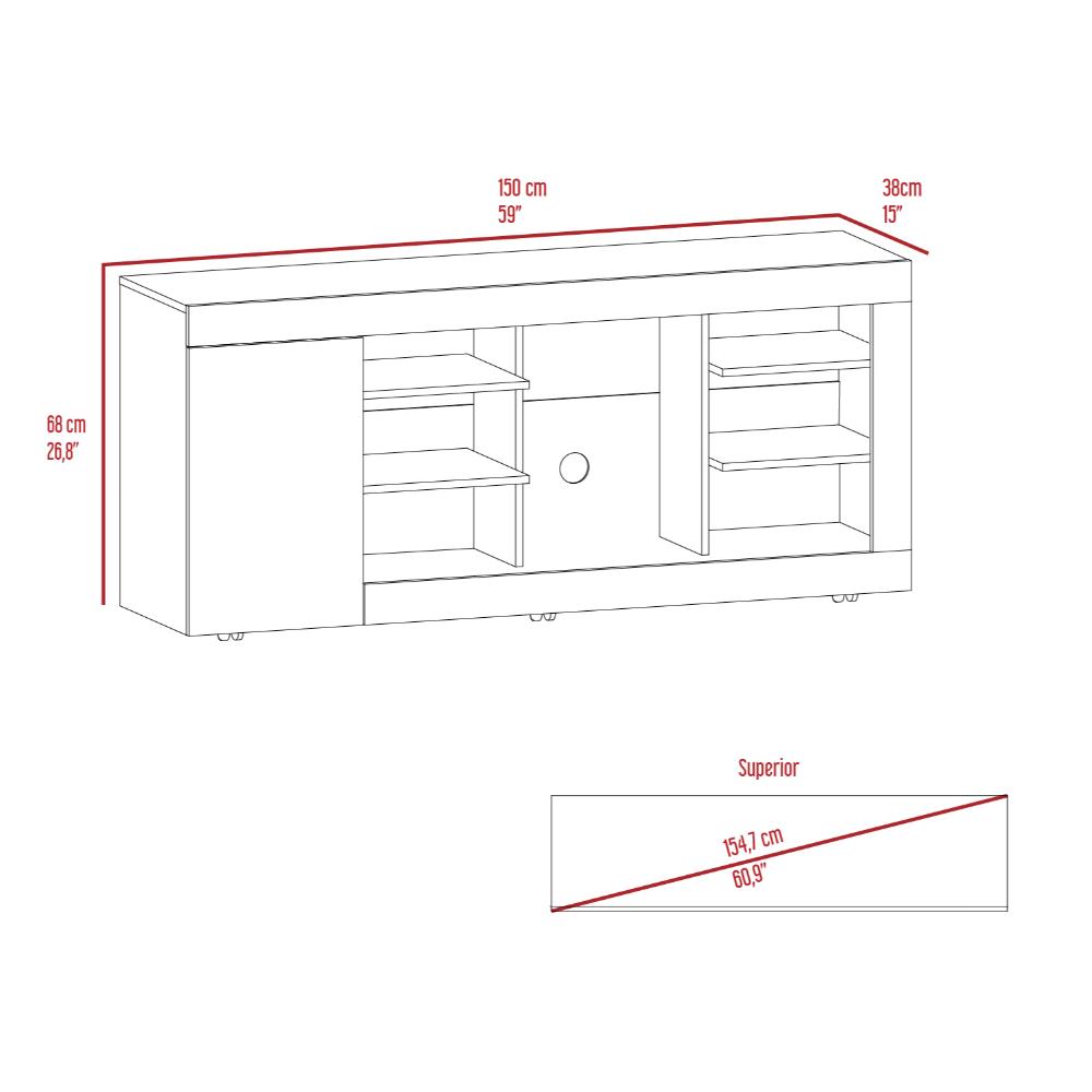 Mesa Para Tv Sahar, Café Claro y Cocoa, para Tv de hasta 65" con una Puerta Abatible y Tres Entrepaños - vista 7
