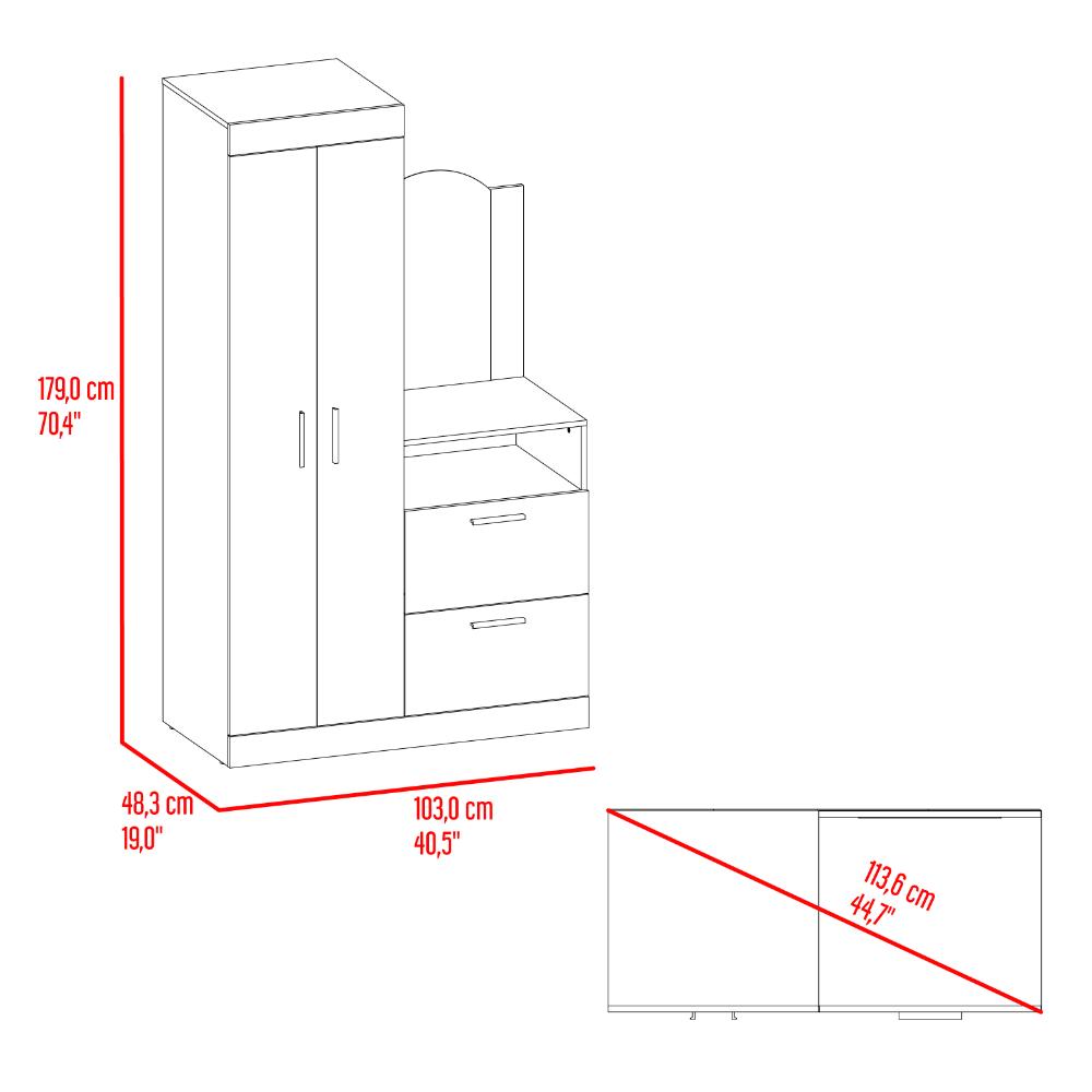 Closet Comoda Praga Tres Puertas Un Cajon, Wengue, con diseño moderno incluye Espejo - vista 18