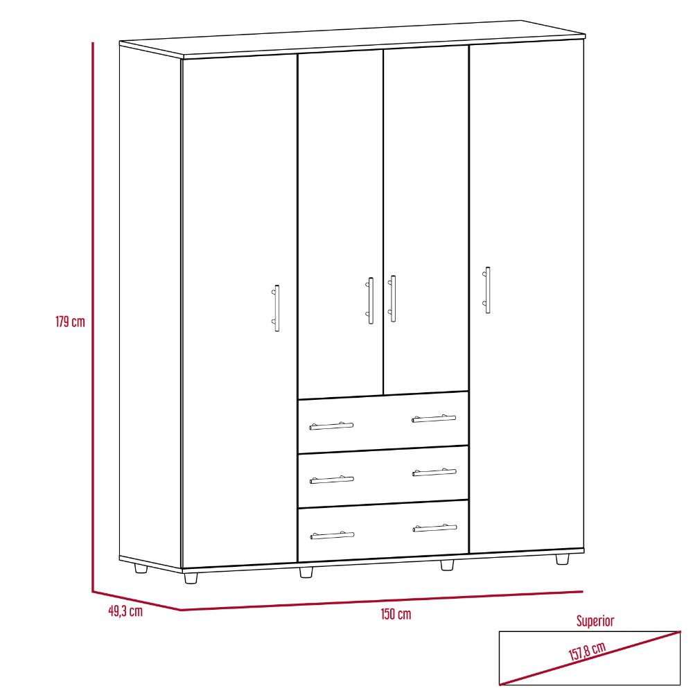 Closet Fontana, Café Claro y Blanco, con Cuatro Tubos Para Colgar Ropa y Zapatero En La Parte Inferior - vista 7