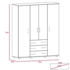 Closet Fontana, Café Claro y Blanco, con Cuatro Tubos Para Colgar Ropa y Zapatero En La Parte Inferior - vista 7