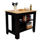 Mesa De Cocina Cala, Wengue y Duna, con entrepaños para colocar objetos de cocina - vista 3