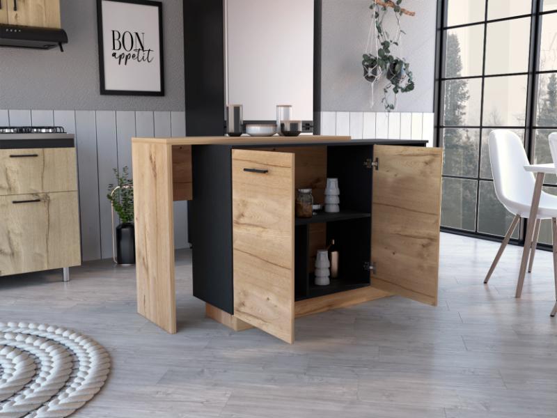 Isla de Cocina Sicilia, Duna y Wengue, con Dos Puertas Batientes - vista 2