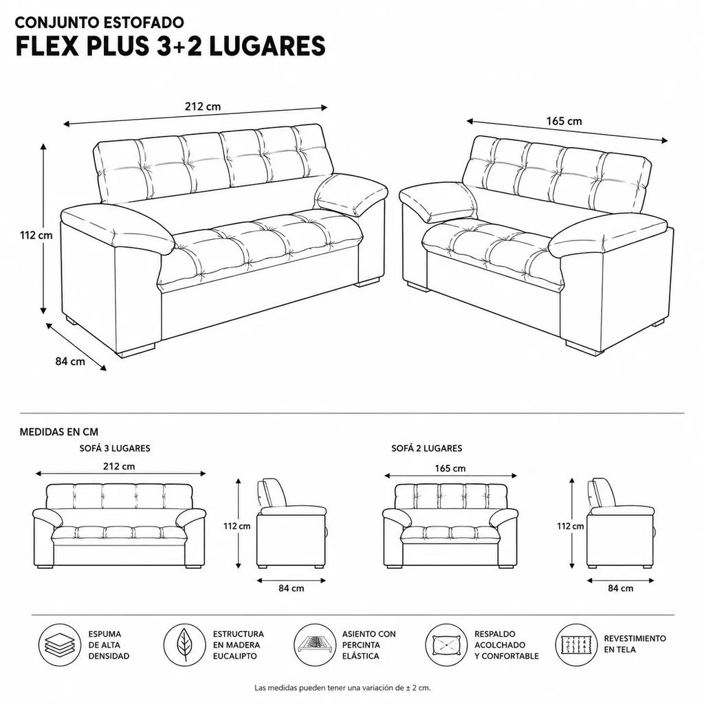 Mons Sofá Flex Plus 3-2C Platinum Café