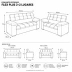Mons Sofá Flex Plus 3-2C Platinum Café