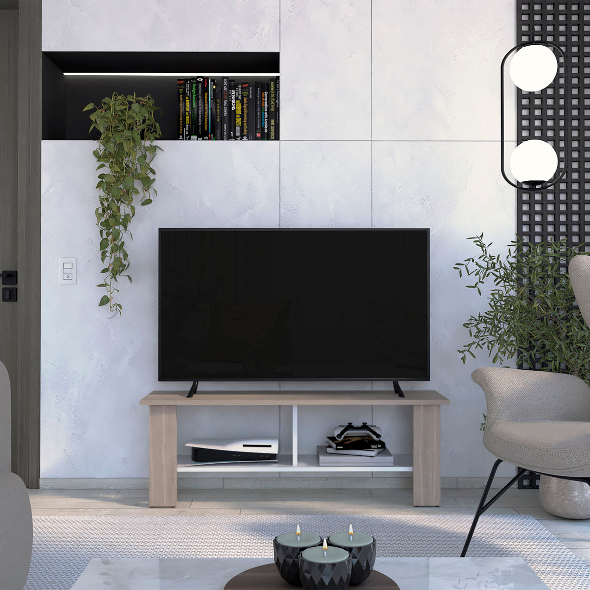 Rack Tv, Bardolino Y Blanco, Con Capacidad Para Televisor De 50 Pulgadas - vista 2
