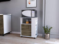 Módulo Microondas Tahara, Nogal y Blanco, con Rodachinas Plásticas y Amplio Espacio Para Almacenar Utensilios - vista 1