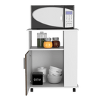 Módulo Microondas Tahara, Nogal y Blanco, con Rodachinas Plásticas y Amplio Espacio Para Almacenar Utensilios - vista 4