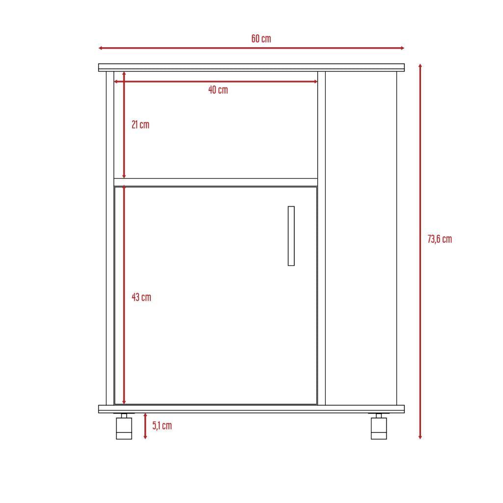 Módulo Microondas Tahara, Nogal y Blanco, con Rodachinas Plásticas y Amplio Espacio Para Almacenar Utensilios - vista 9
