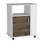 Módulo Microondas Tahara, Nogal y Blanco, con Rodachinas Plásticas y Amplio Espacio Para Almacenar Utensilios - vista 6