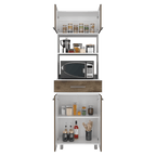 Módulo Microondas Prada 2, Nogal y Blanco, con Rodachinas y Variedad de Entrepaños - vista 4