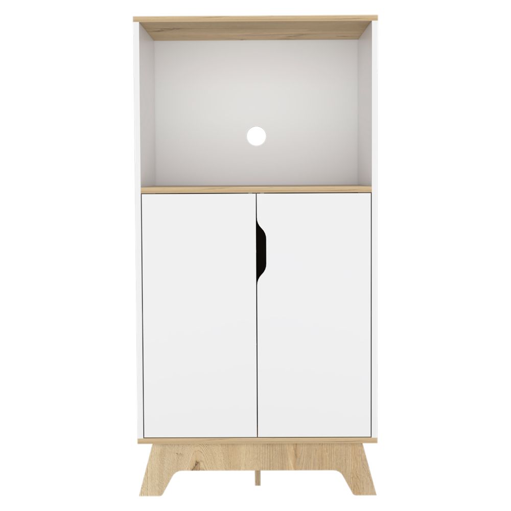 Mueble de Microondas Bajo BI Color, Blanco Duna, con cuatro puertas batientes y espacio para horno microondas - vista 6