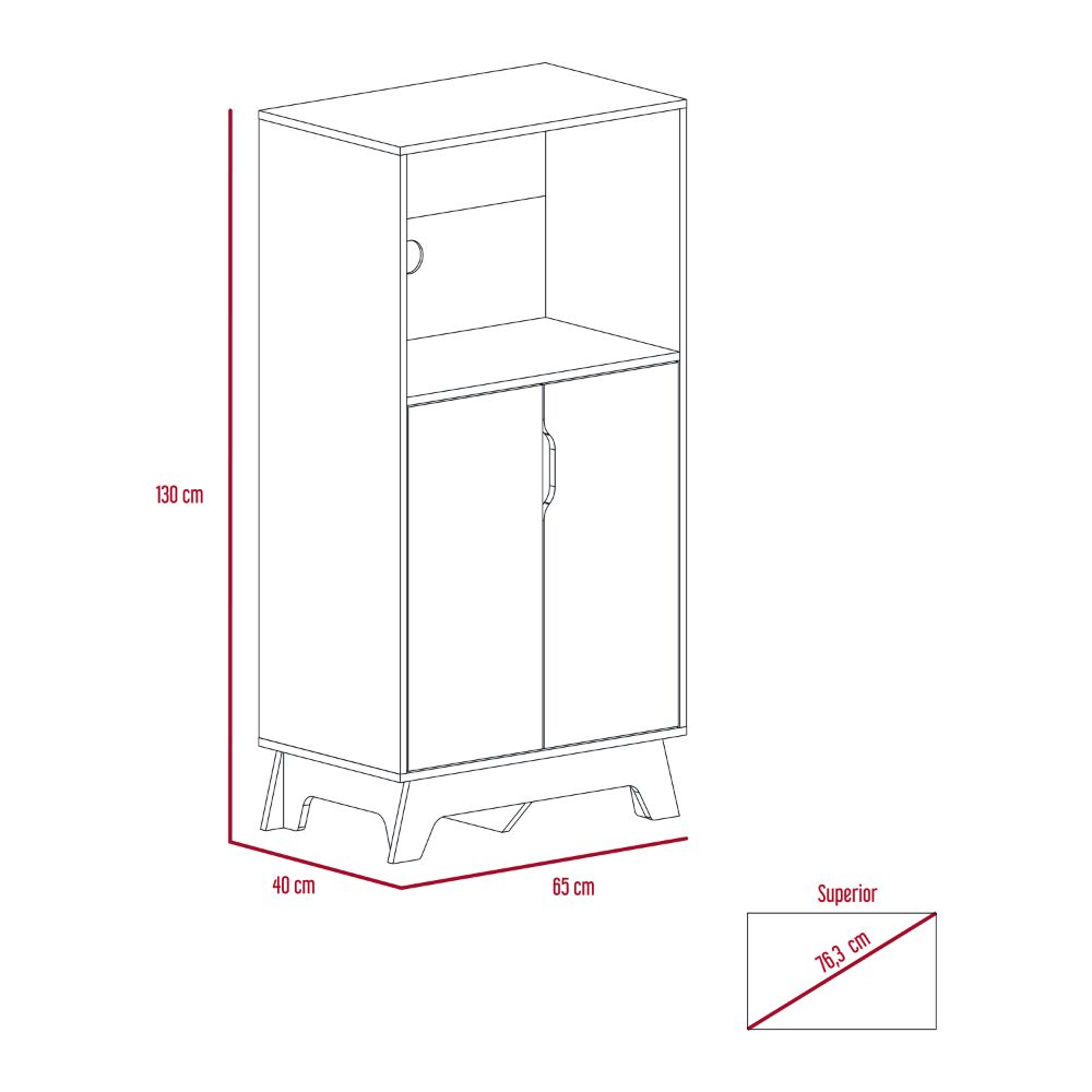Mueble de Microondas Bajo BI Color, Blanco Duna, con cuatro puertas batientes y espacio para horno microondas - vista 7