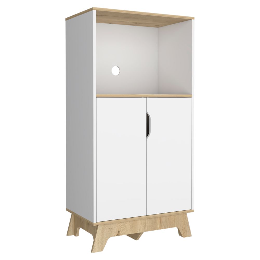 Mueble de Microondas Bajo BI Color, Blanco Duna, con cuatro puertas batientes y espacio para horno microondas - vista 5