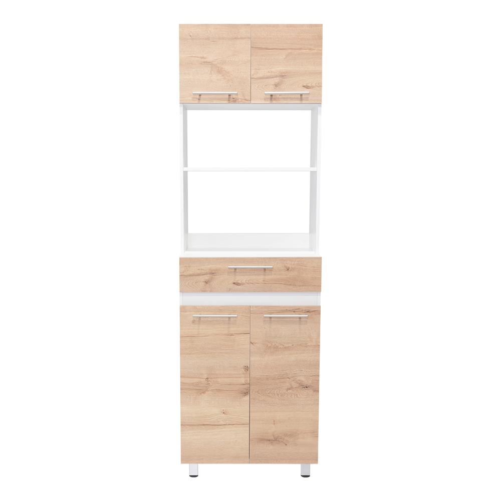 Módulo Microondas Prada 2, Café Claro y Blanco, con Rodachinas y Variedad de Entrepaños Fld - vista 9