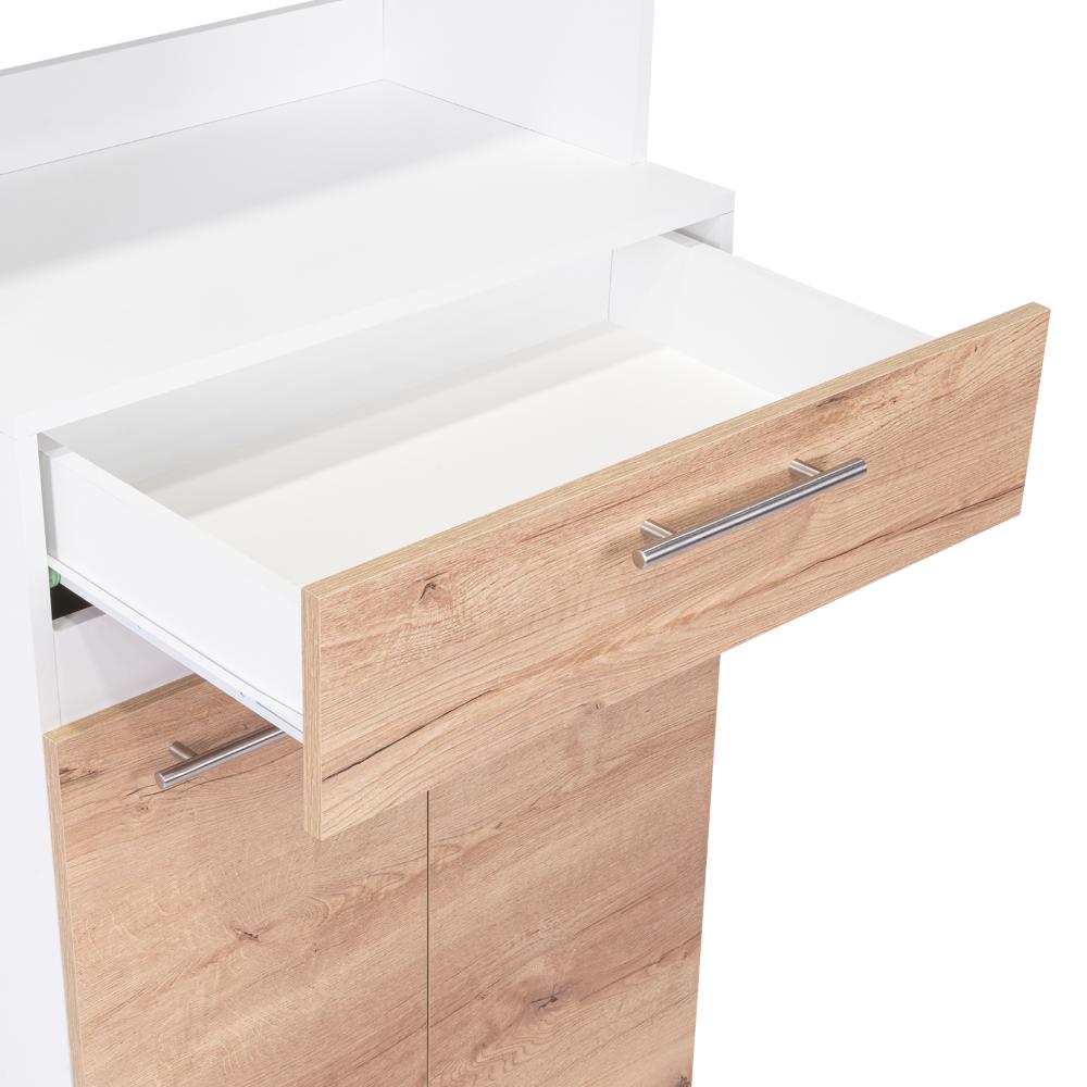 Módulo Microondas Prada 2, Café Claro y Blanco, con Rodachinas y Variedad de Entrepaños Fld - vista 12