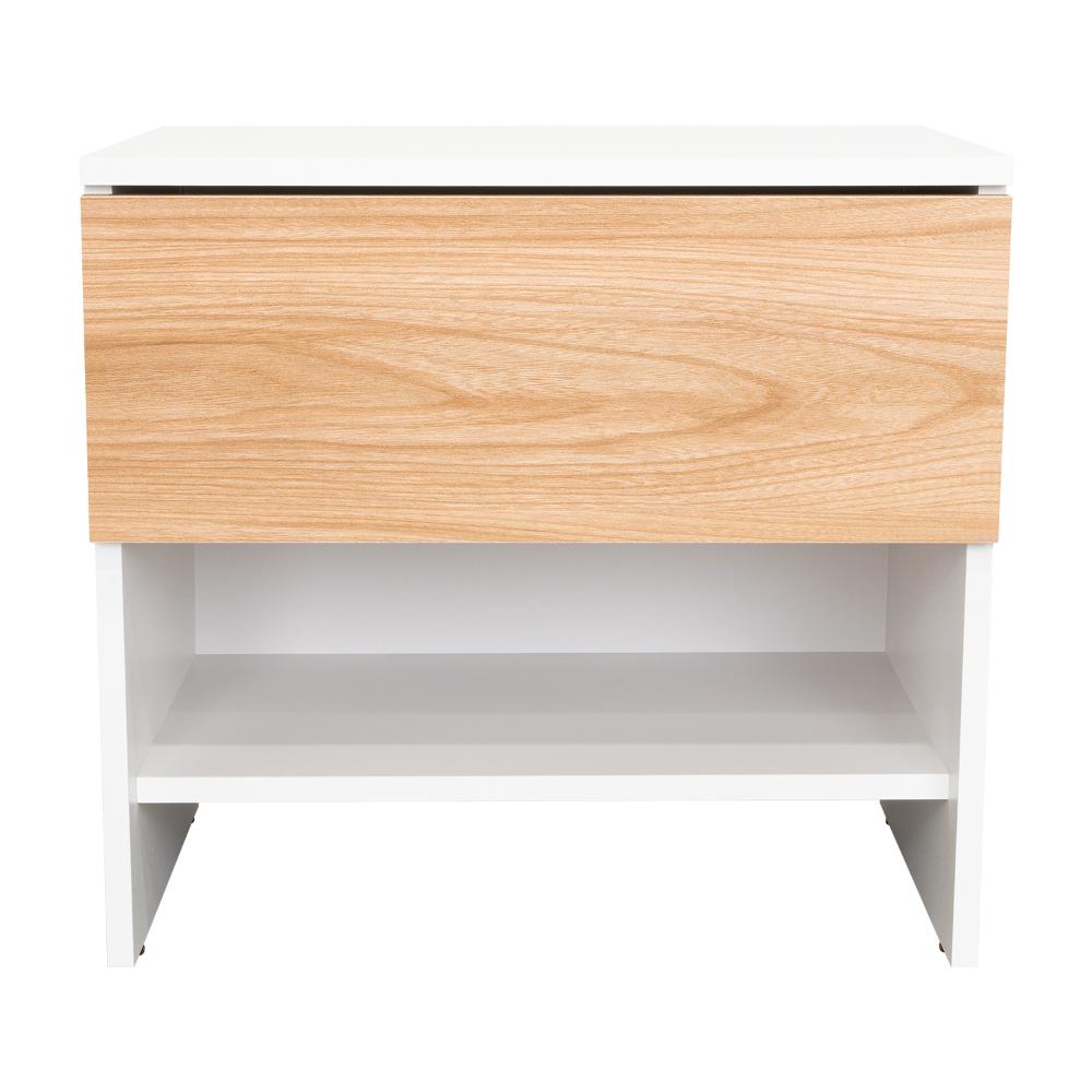 Velador Light, Fresno Europeo y Blanco, con superficie para objetos decorativos - vista 7