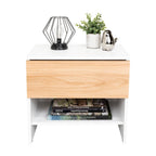 Velador Light, Fresno Europeo y Blanco, con superficie para objetos decorativos - vista 3