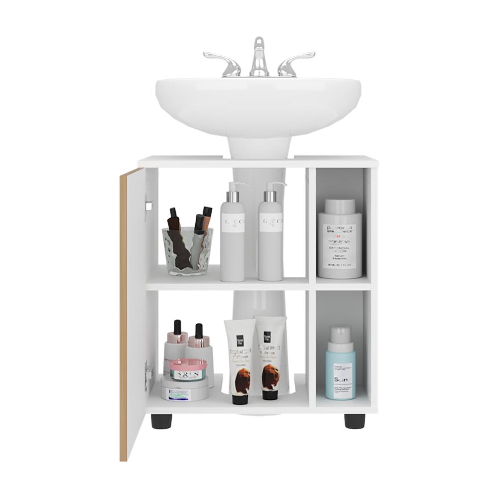 Mueble Para Lavamanos Pascuale Una Puerta, Blanco Y Fresno - vista 5