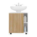 Mueble Para Lavamanos Pascuale Una Puerta, Blanco Y Fresno - vista 3