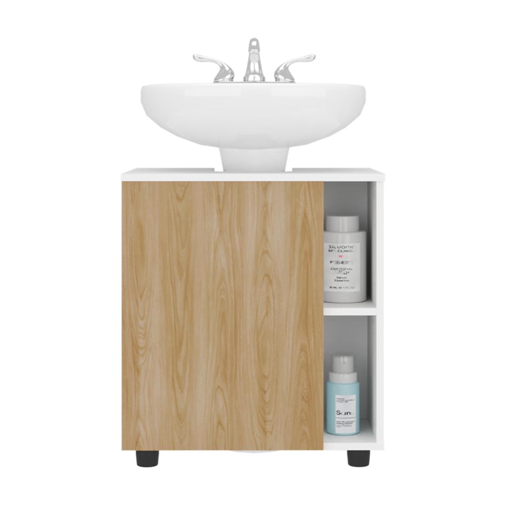 Mueble Para Lavamanos Pascuale Una Puerta, Blanco Y Fresno - vista 3