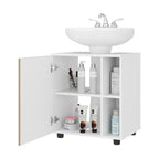 Mueble Para Lavamanos Pascuale Una Puerta, Blanco Y Fresno - vista 4