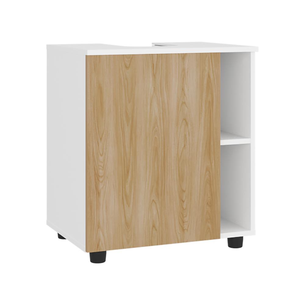 Mueble Para Lavamanos Pascuale Una Puerta, Blanco Y Fresno - vista 6