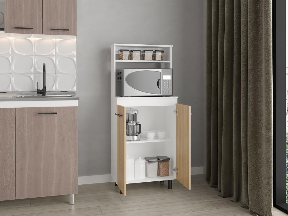 Mueble Microondas Sedona, Blanco Mqz y Fresno Europeo - vista 2