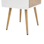 Velador Alesio, Blanco y Rovere, con Patas cortas en Madera y un Cajón - vista 9