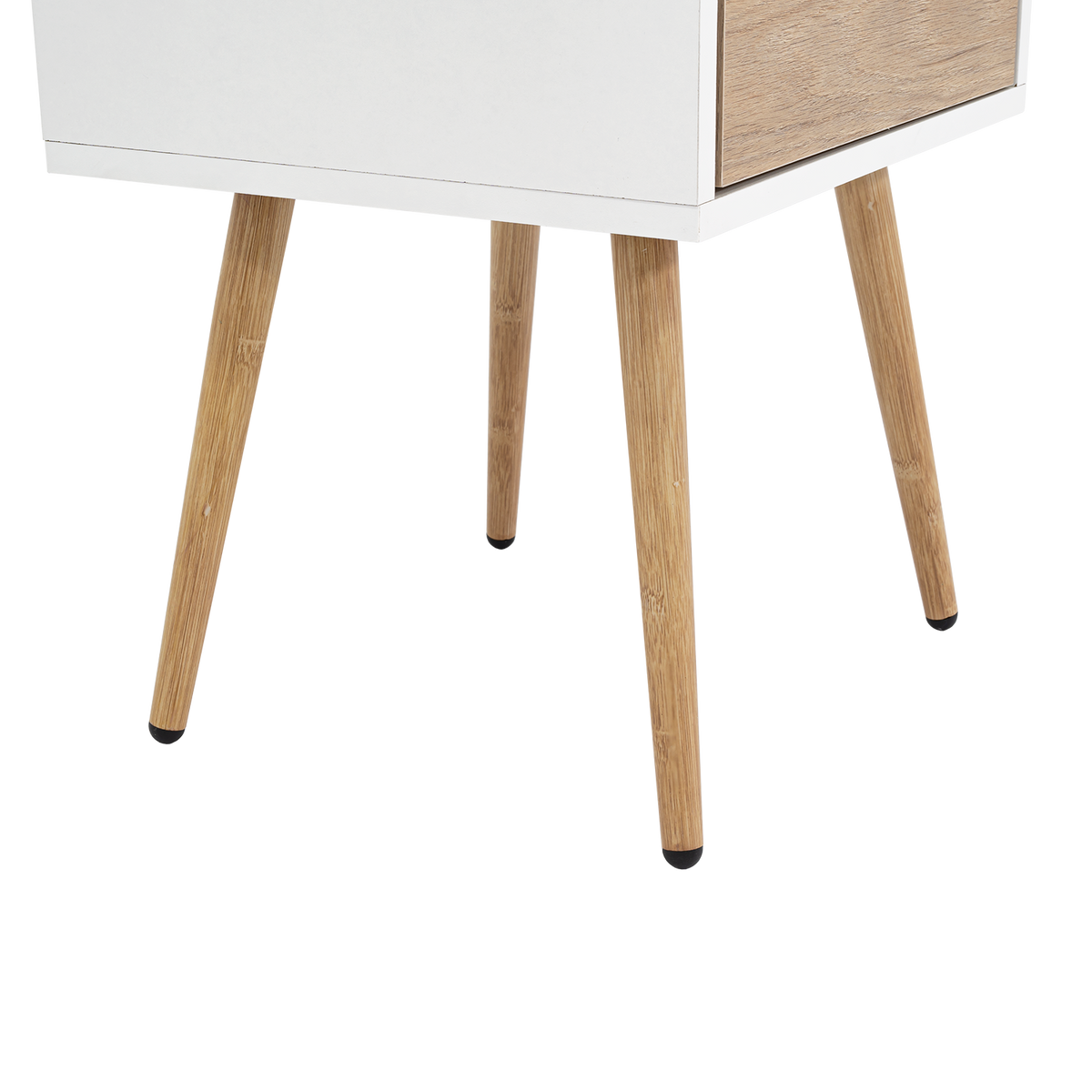 Velador Alesio, Blanco y Rovere, con Patas cortas en Madera y un Cajón - vista 9