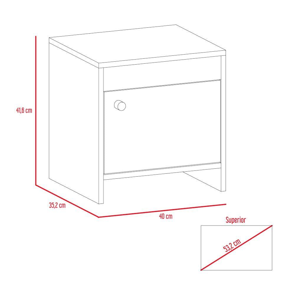 Mesa de Noche Tutto, Chocolate y Blanco, con Un Cajón Amplio Ideal Para Espacios Pequeños - vista 10