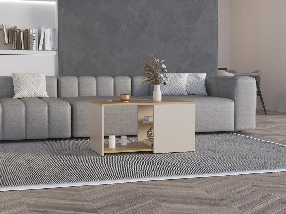 Mesa de Centro Ade, Capri y Fresno Europeo, con espacio para objetos decorativos - vista 1
