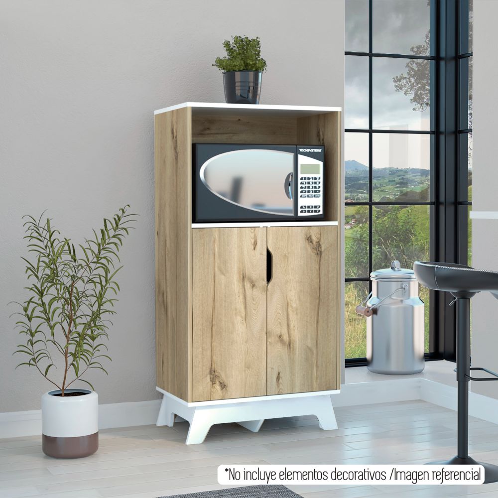 Mueble de Microondas Bajo BI Color, con dos puertas batientes y espacio para horno microondas - vista 4